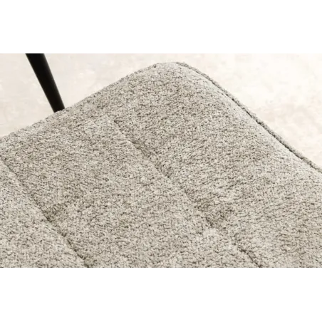 Repose-pieds moderne scandinave – Tissu bouclé champagner greige avec pieds en métal noir