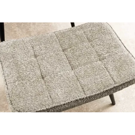 Repose-pieds moderne scandinave – Tissu bouclé champagner greige avec pieds en métal noir