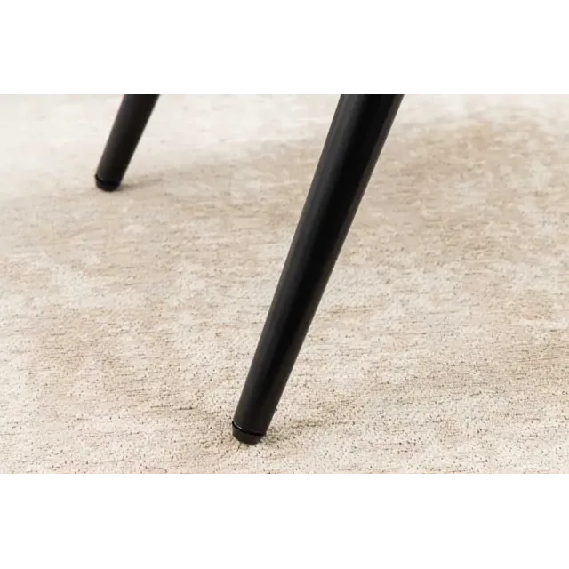 Repose-pieds moderne scandinave – Tissu bouclé champagner greige avec pieds en métal noir