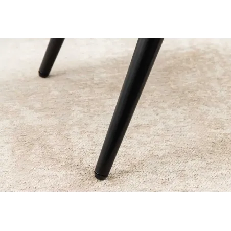 Repose-pieds moderne scandinave – Tissu bouclé champagner greige avec pieds en métal noir