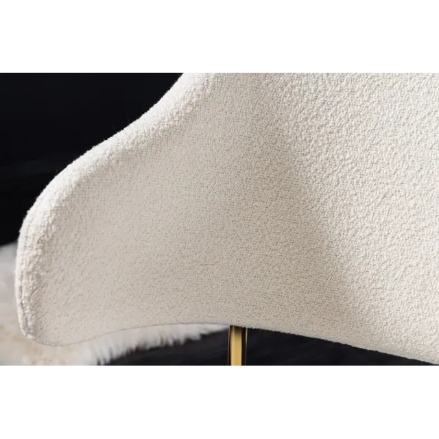Chaise design VOGUE – Tissu bouclé blanc avec structure en métal doré | Élégance & confort