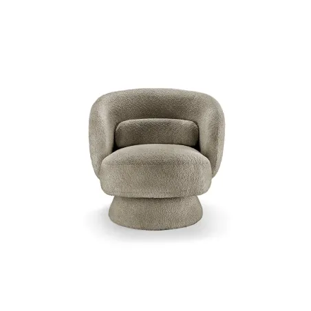 Fauteuil design pivotant BOSSA NOVA – Tissu bouclé taupe | Élégance & confort 360°