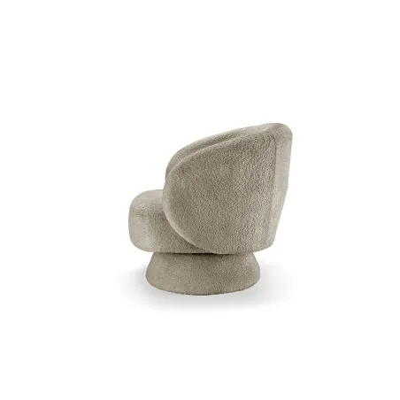 Fauteuil design pivotant BOSSA NOVA – Tissu bouclé taupe | Élégance & confort 360°