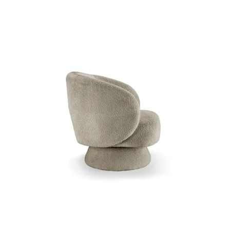 Fauteuil design pivotant BOSSA NOVA – Tissu bouclé taupe | Élégance & confort 360°