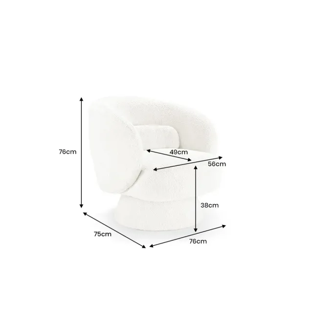 Fauteuil design pivotant BOSSA NOVA – Tissu bouclé taupe | Élégance & confort 360°