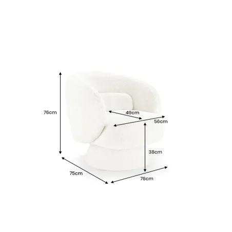 Fauteuil design pivotant BOSSA NOVA – Tissu bouclé taupe | Élégance & confort 360°