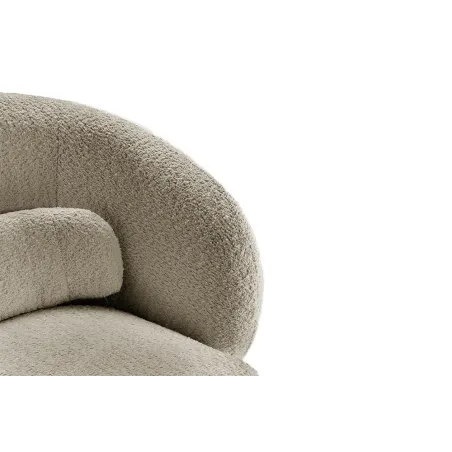 Fauteuil design pivotant BOSSA NOVA – Tissu bouclé taupe | Élégance & confort 360°