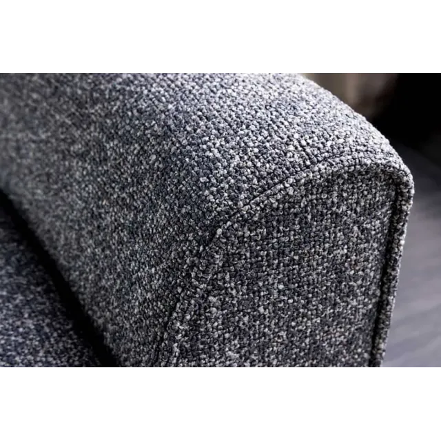 Banquette rétro SCARLETT – 90 cm – Tissu bouclé anthracite avec accoudoirs | Pieds bois & métal doré