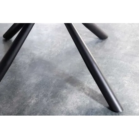 Fauteuil pivotant rétro BIG GEORGE – Bouclé greige, assise à ressorts Bonell & pieds métal noir