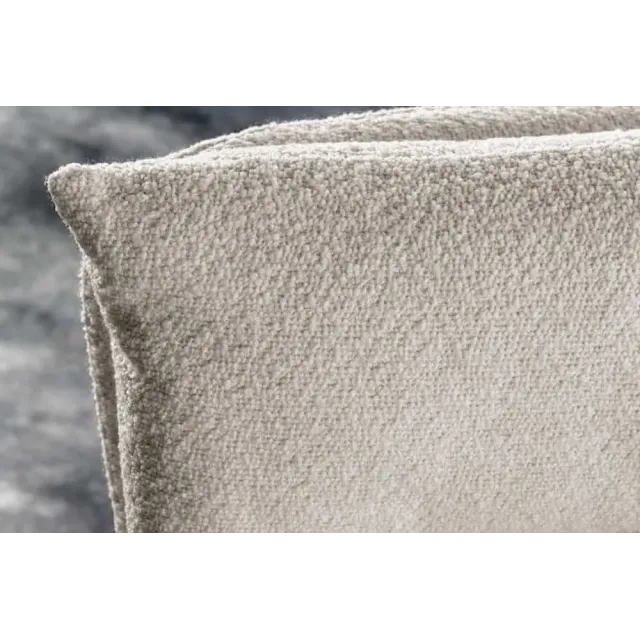 Fauteuil pivotant rétro BIG GEORGE – Bouclé greige, assise à ressorts Bonell & pieds métal noir