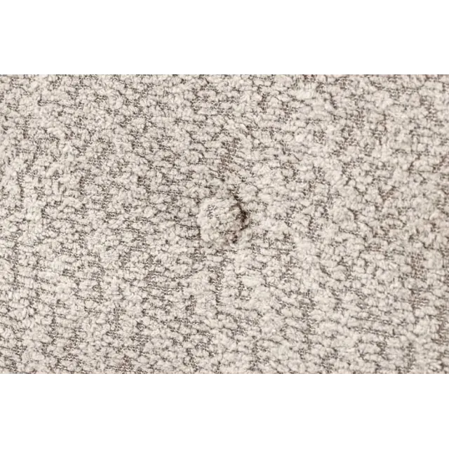 Fauteuil design XL AMSTERDAM – Bouclé greige, dossier capitonné, pieds métal noir