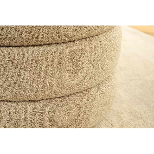Banquette capitonnée VOGUE – 115 cm – Tissu bouclé taupe avec coffre de rangement intégré