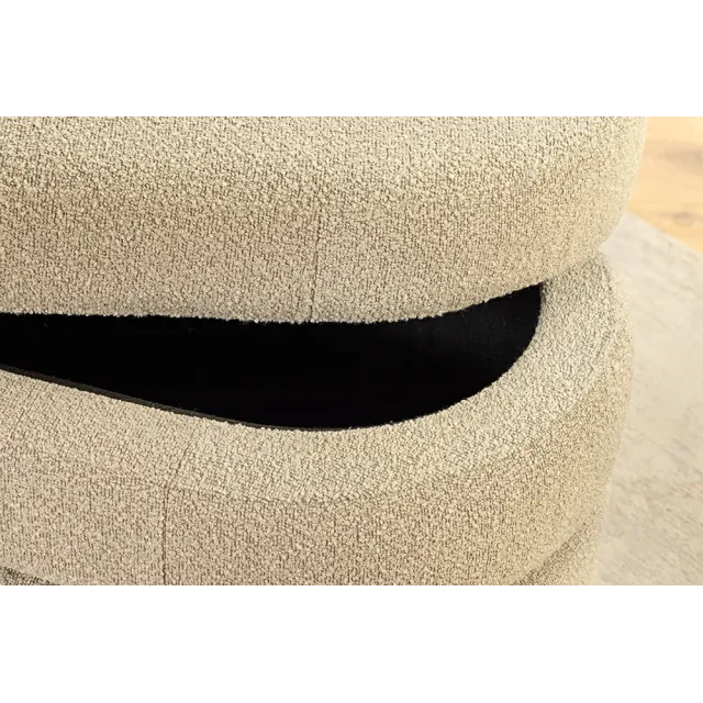 Banquette capitonnée VOGUE – 115 cm – Tissu bouclé taupe avec coffre de rangement intégré