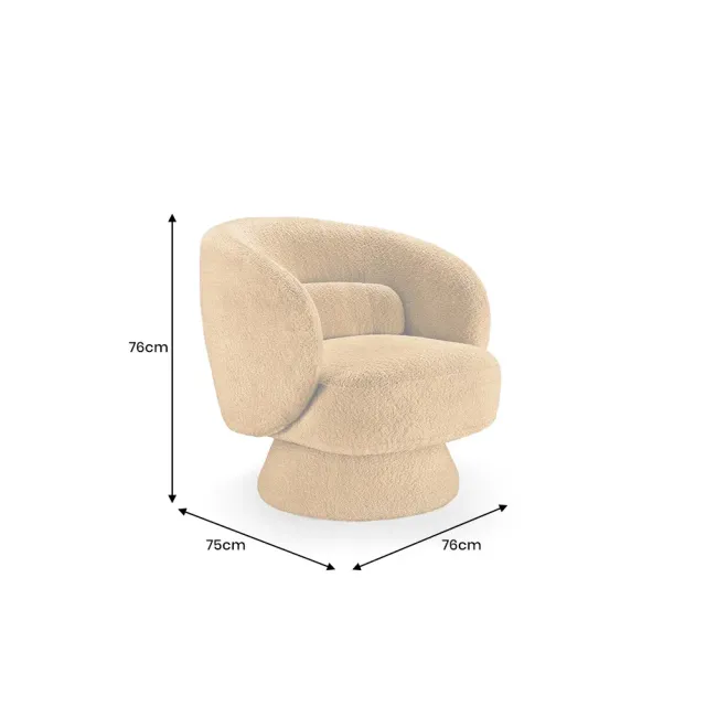 Fauteuil pivotant BOSSA NOVA – 76 cm – Tissu bouclé jaune moutarde avec assise rembourrée