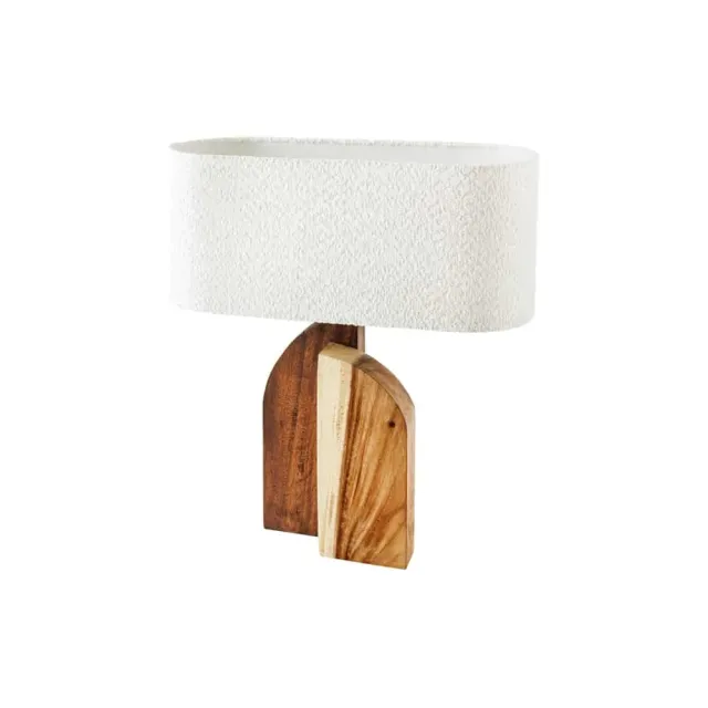 Lampe de table LOVERS 60 cm en bois massif naturel et abat-jour blanc
