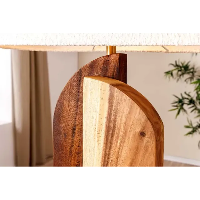 Lampe de table LOVERS 60 cm en bois massif naturel et abat-jour blanc