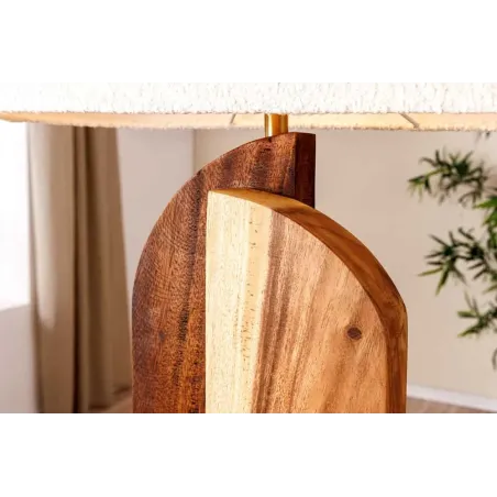 Lampe de table LOVERS 60 cm en bois massif naturel et abat-jour blanc