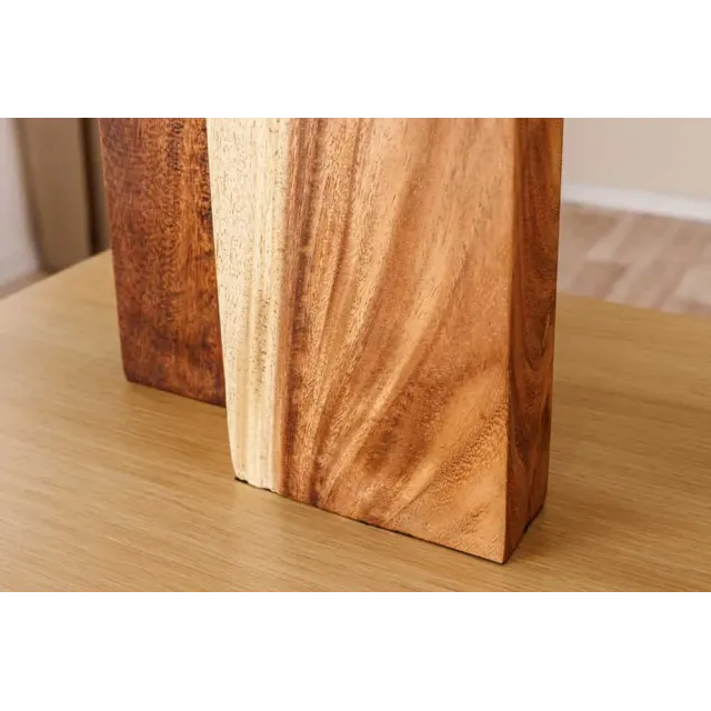 Lampe de table LOVERS 60 cm en bois massif naturel et abat-jour blanc