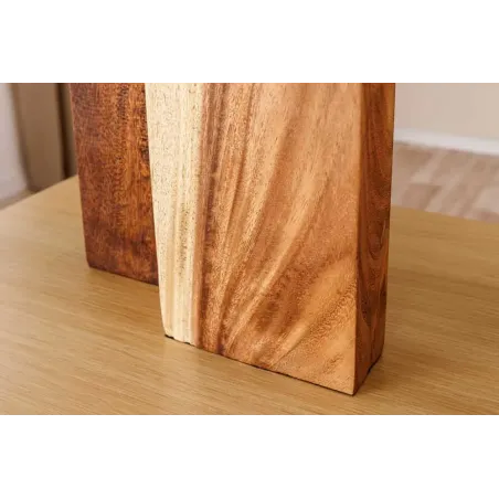 Lampe de table LOVERS 60 cm en bois massif naturel et abat-jour blanc