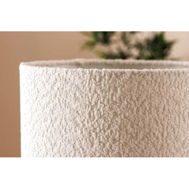 Lampe de table JEWELRY 60 cm en bois massif naturel – Abat-jour blanc & pied en métal noir