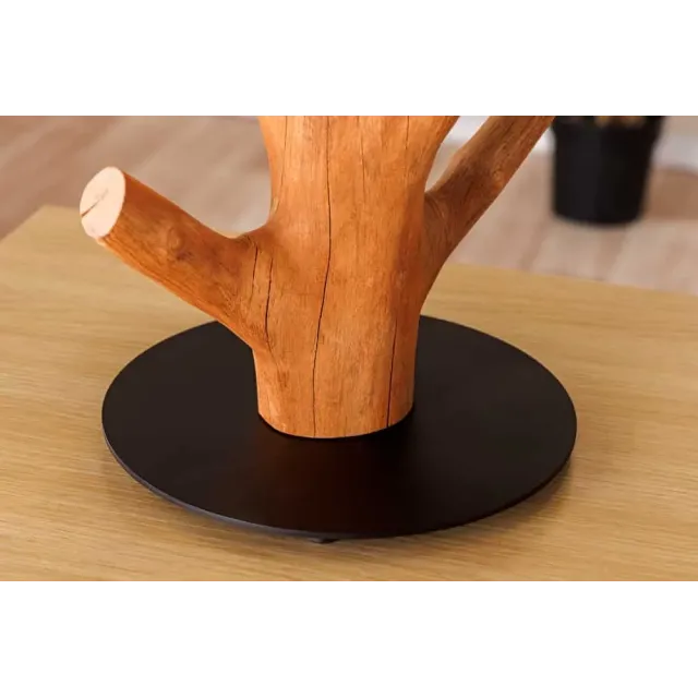 Lampe de table JEWELRY 60 cm en bois massif naturel – Abat-jour blanc & pied en métal noir