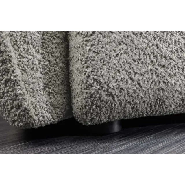 Canapé XXL ROYAL 295 cm gris en tissu bouclé – Grand canapé moderne avec assise à ressorts & 7 coussins inclus