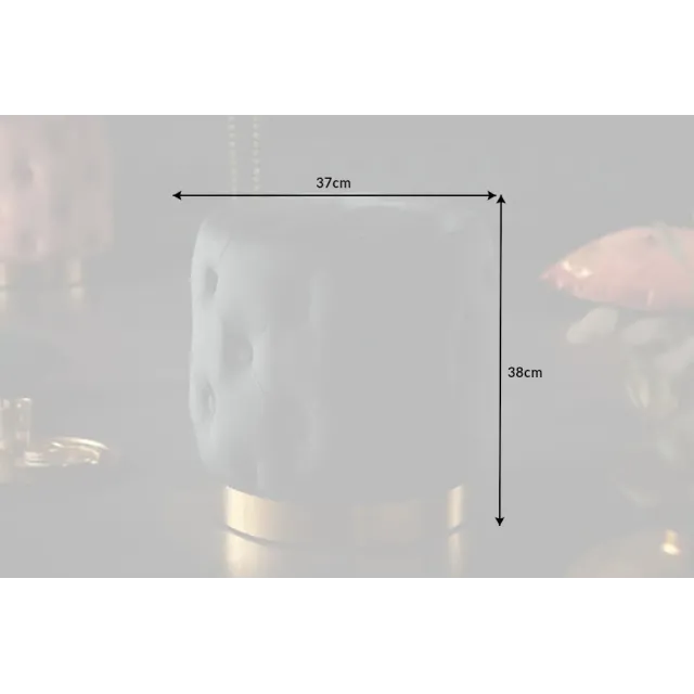 Pouf design baroque moderne – Velours noir & socle doré – 40 cm