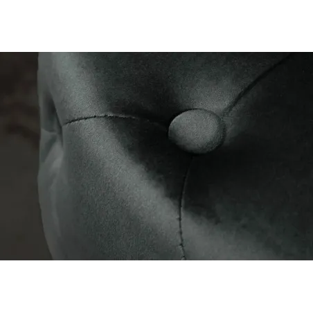 Pouf design baroque moderne – Velours noir & socle doré – 40 cm