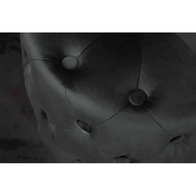 Pouf design baroque moderne – Velours noir & socle doré – 40 cm