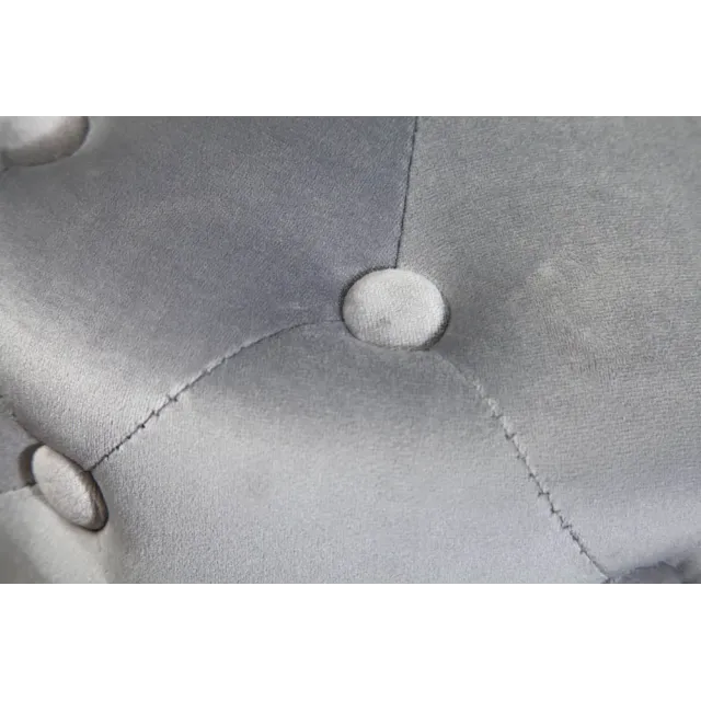 Pouf design baroque moderne – Velours gris clair & base dorée – 37 cm