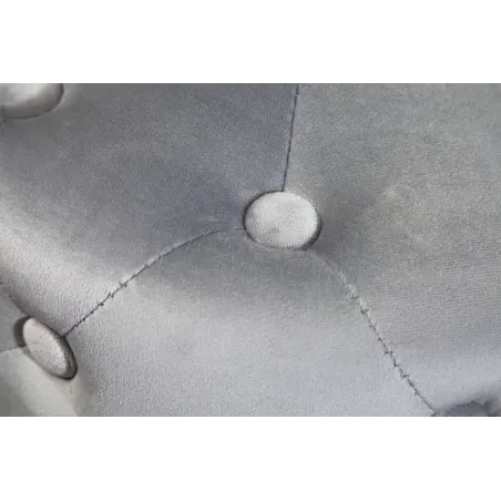 Pouf design baroque moderne – Velours gris clair & base dorée – 37 cm