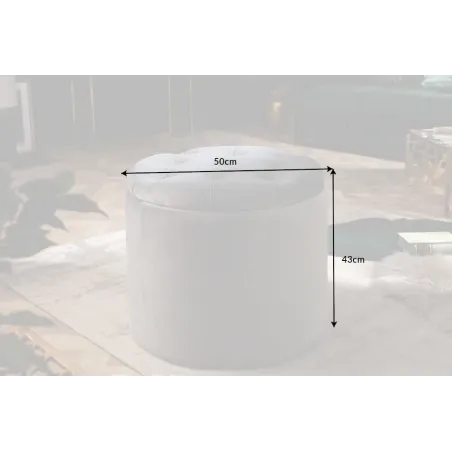 Pouf de rangement baroque moderne – 50 cm – Velours gris argenté avec capitonnage