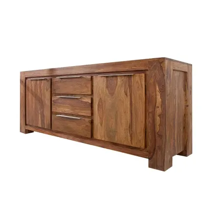 Buffet en Bois Massif Sheesham – 2 Portes & 3 Tiroirs| La force du design, la douceur du foyer.