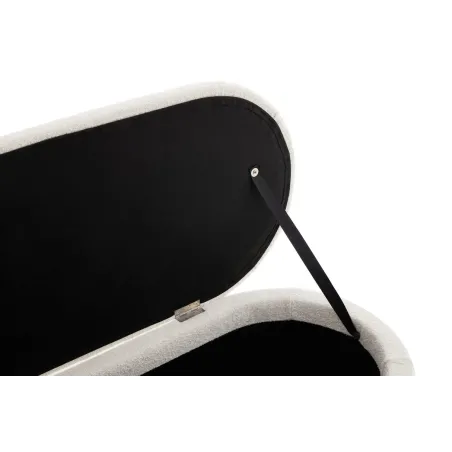 Banquette scandinave VOGUE 110 cm – Bouclé blanc & pieds noirs avec coffre de rangement intégré