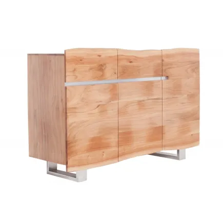 Bahut contemporain de couleur naturelle en bois massif à 3 portes et 2 tiroirs