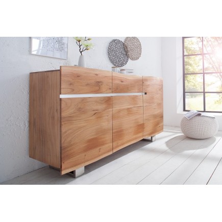 Bahut contemporain de couleur naturelle en bois massif à 3 portes et 2 tiroirs