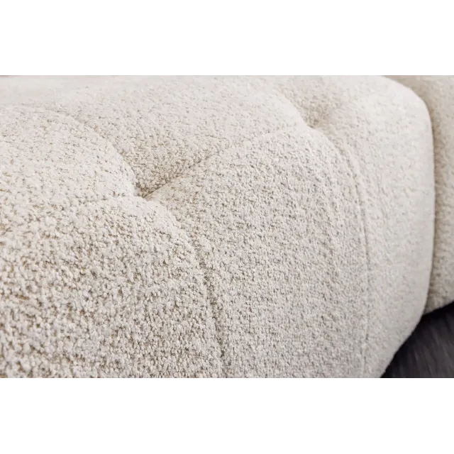 Canapé XXL ROYAL 295 cm – Bouclé champagne beige avec coussins, assise à ressorts et design moderne