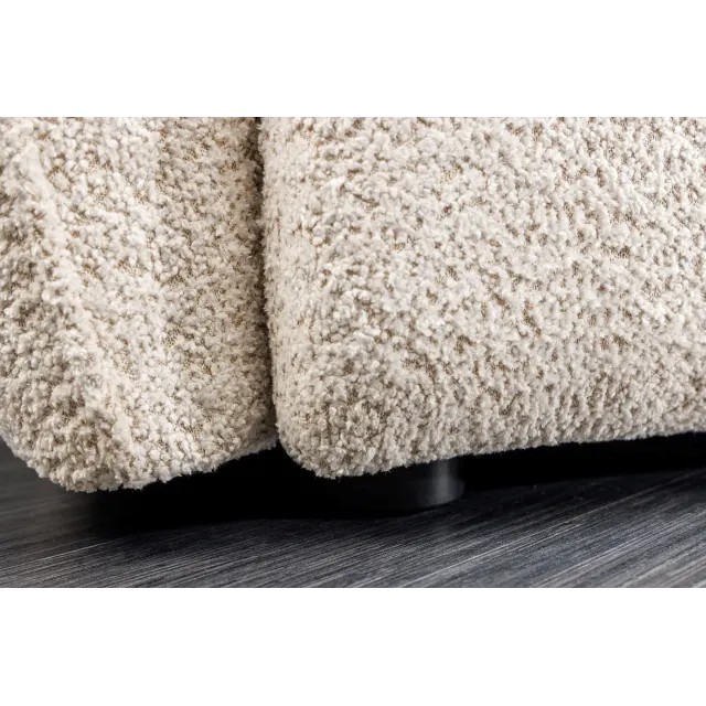 Canapé XXL ROYAL 295 cm – Bouclé champagne beige avec coussins, assise à ressorts et design moderne