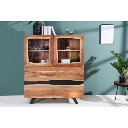 Vitrine moderne de 140cm de couleur naturelle et noir 2