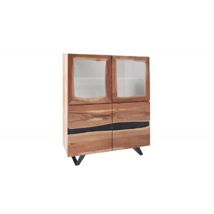 Vitrine moderne de 140cm de couleur naturelle et noir