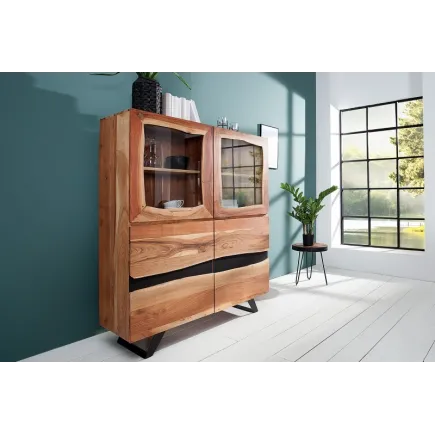 Vitrine moderne de 140cm de couleur naturelle et noir 2