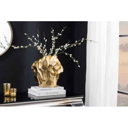 Vase décoratif LIQUID 30 cm – Finition dorée martelée, en métal aluminium, fait main 2