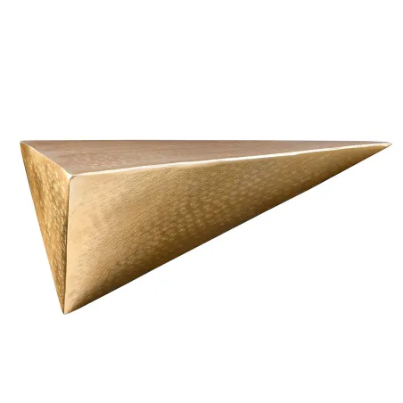 Étagère murale PYRAMID 40 cm – Design pyramidal doré antique en métal, finition martelée à la main