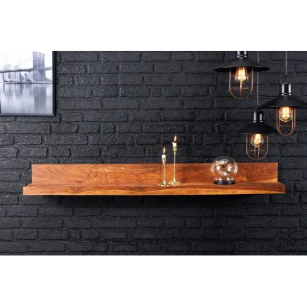 Étagère murale MAKASSAR 140 cm – Bois massif de sheesham, finition stone naturelle, fabrication artisanale 2