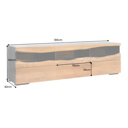 Meuble TV Acacia Massif Naturel Design Contemporain - L180cm | Decozzia