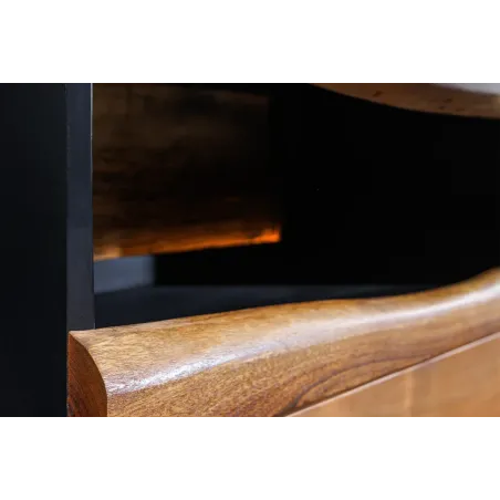 Buffet bois d’acacia 180 cm avec LED – Design naturel | Decozzia