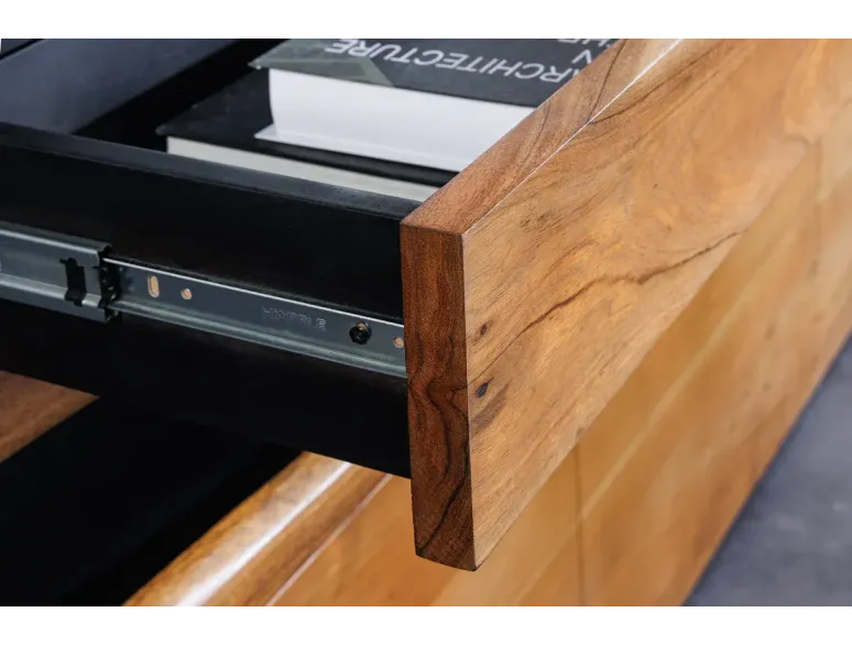 Buffet bois d’acacia 180 cm avec LED – Design naturel | Decozzia