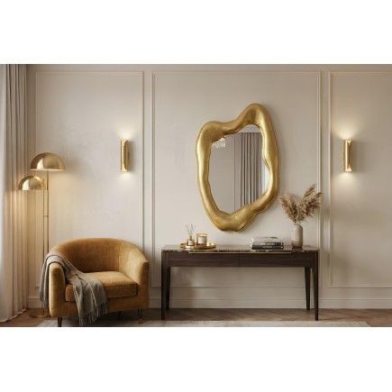 Miroir mural doré design moderne 90 cm – AURA | Décozzia 2