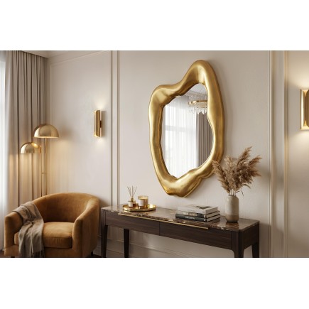 Miroir mural doré design moderne 90 cm – AURA | Décozzia