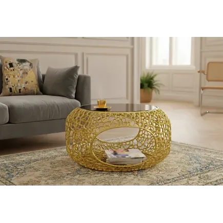 Table basse verre trempé finition noir ou 75 cm – SPIN | Décozzia